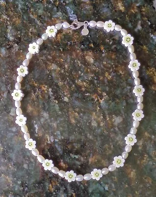 CAPE COD CHOKERS Strung W/ Freshwater Pearls & Smiley Face Beads Flowers 15  L • $7