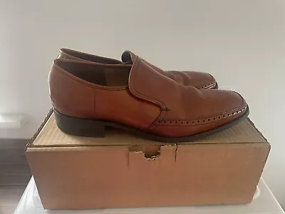 Barker Of Earls Barton Brown Tan Leather Brogue Slip On Shoes Mens Size 8 • £25