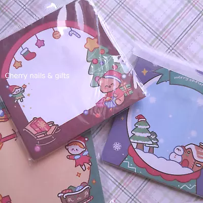 3p CHRISTMAS Sticky Memo Note Pad Cute Kawaii Stationery Gift Stocking Stuffer • $9.90