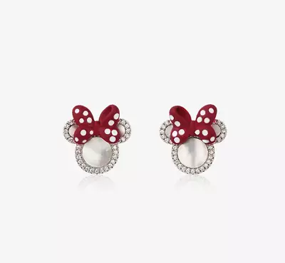 Cute Rhinestone Minnie Mouse Earrings Black Or Red Bow Disney Fashion Jewelry • $12.95