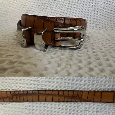 Martin Dingman Alligator Grain Brown Leather Belt Adjustable Size 40 • $24.99