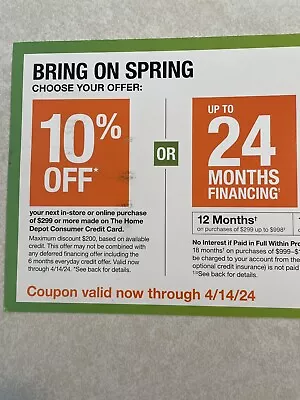 10% Off HOME DEPOT Purchase Or Up To 24 Mo To Pay On HD Card - Exp 4/14 /24 • $29.99