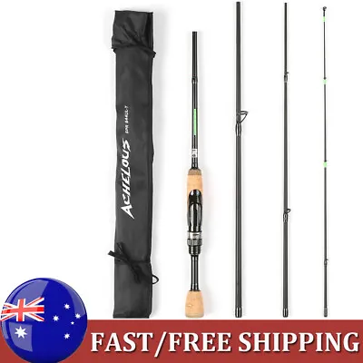 1.96m Travel Spinning Fishing Rod Lightweight Fiber 4 Pieces Pole • $30.99