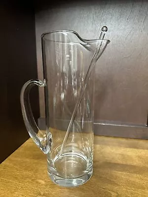 Retro Martini Pitcher 11” Clear Glass With Glass Stirrer • $22