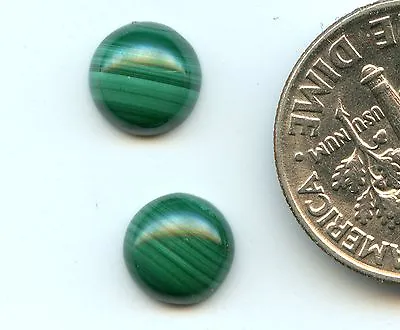 $2.69 • Buy MALACHITE Genuine Natural African Stone ONE PAIR 7mm Round Cabochons