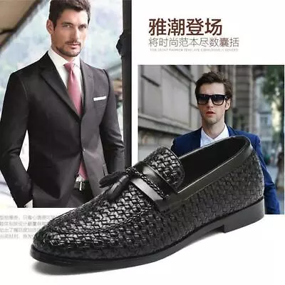 Fashion Mens Handmade Woven Tassel Casual Loafers Formal Dress Slip On Shoes • £32.38