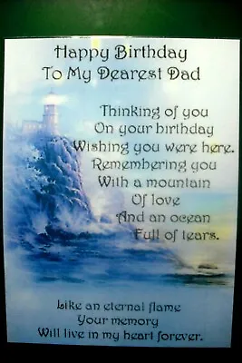 Laminated Memorial Remembrance Dad Birthday Grave Card • £2.99