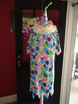 $155 • Buy Vintage 80's Clown Green Blue Pink Handmade Outfit Costume Circus Adult M L Frog