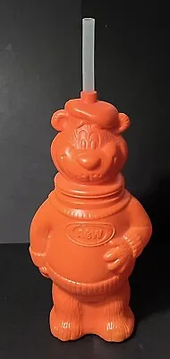 1994 A&W Root Beer 9” Orange Root Bear Plastic Souvenir Bottle Cup With Straw • $9.99