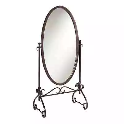 Linon Angelica 26 X 63-inch Metal Oval Cheval Mirror Antique Brown Transitional • $152.99
