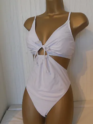 White Cut Out Tie Front Swimsuit Size 20 Ladies Swimwear • £4.99