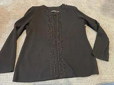 NWT Exclusively Misook Sweater Black Beaded Cardigan Elegant Slinky Knit Small • $39.99