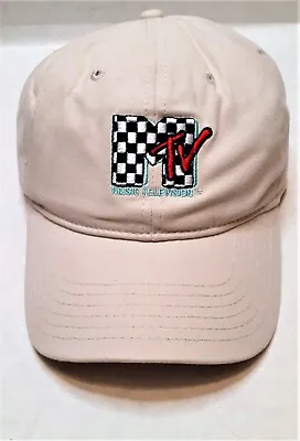 MTV Music Television 6-Panel Adjustable Tan Hat Retro Checkerboard Logo • $8