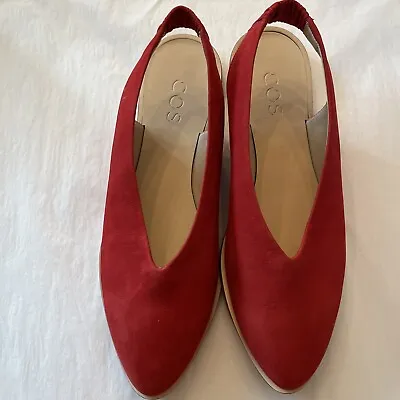 NEW COS Red Suede Sling Back Flat Shoes Size 39 (US 8) • £32.81