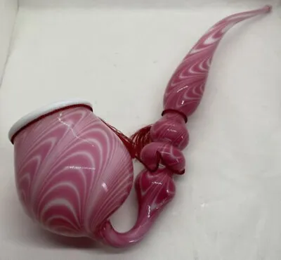 Large 1800's Victorian Blown Whimsey Nailsea/ Stourbridge Red  46cm Glass Pipe • £80.99