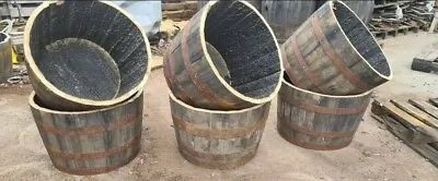 3x Half Whisky Barrel Oak Planter Wooden Flower Garden Pot Basket Tubs !!!!! • £115.30