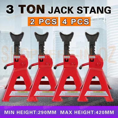 2/4 PCS Car Jack Stand 3T 3000kg Ratchet Adjustable Lift Hoist Heavy Duty Steel • $48.85