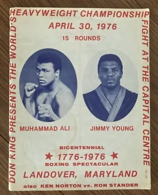 1976 Muhammad Ali Vs Jimmy Young On-site Boxing Programme Ken Norton On U/Card • £175