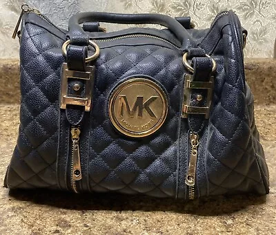 Michael Kors Women's Grayson Satchel Handbag Purse Large Black Leather Quilted • $34.99