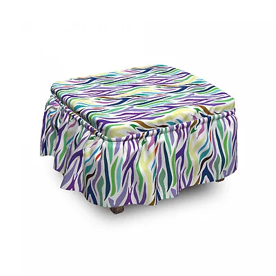 $49.99 • Buy Ambesonne Abstract Artwork Ottoman Cover 2 Piece Slipcover Set And Ruffle Skirt