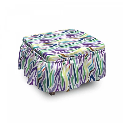 $49.99 • Buy Ambesonne Abstract Artwork Ottoman Cover 2 Piece Slipcover Set And Ruffle Skirt