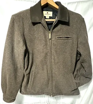 Woolwich Men's Mackinaw Zip Front Brown Wool Blend Jacket Size Large • $42