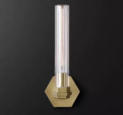 Restoration Hardware DELORME Sconce Lacquered Burnished Brass 16   RH 6803-0597 • $329