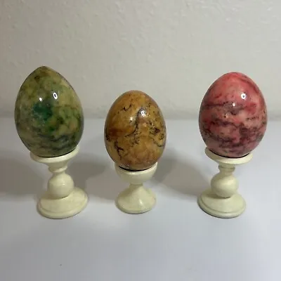 Vintage Decorative Eggs Set Of 3 And Stands • $19.99