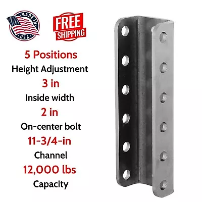 Adjustable Coupler Channel Mount Hitch Bracket 12 Hole Pintle Military Trailer • $54.99