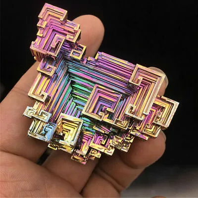 Natural Titanium Bismuth Rare Metal Crystal Rainbow Mineral Gemstone Decorations • £5.39