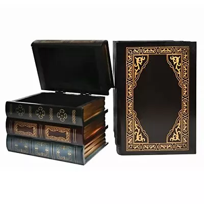 2 Pack Decorative Book Boxes Wooden Antique Book Decorations Vintage Book Storag • $35.24