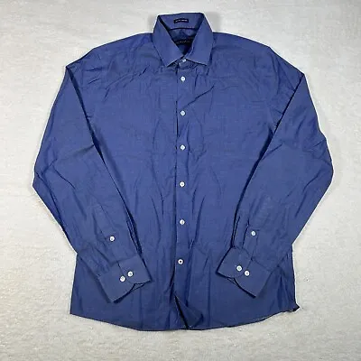 Tommy Hilfiger Polka Dot Shirt Mens Large 15.5” Collar Long Sleeve Blue Red • £14.99