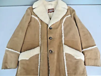 Vtg Pioneer Wear USA Suede Leather Sherpa Lined Western Jacket Men's Size 38 • $74.95