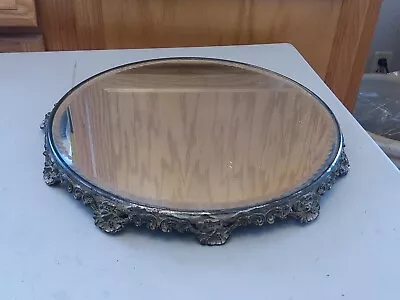 Antique Large Plateau Beveled Mirror Dresser Vanity Tray 15 Inch Ornate • $95