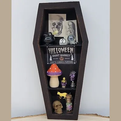 Coffin Shelf Halloween Witch Room Shadow Box Diorama Miniature Haunted Dollhouse • $30.24