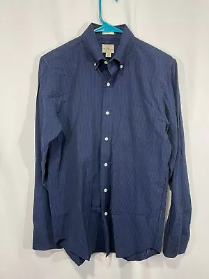 J Crew 100% Organic Cotton Button Down Long Sleeve Shirt Blue Slim Fit Size S • $14.89