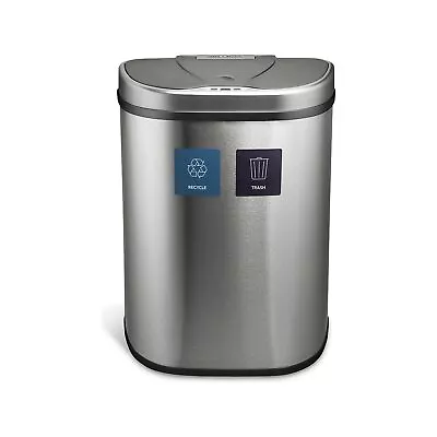 Nine Stars Stainless Steel Dual-Compartment Motion Sensor Trash Can 18.5-Gallon • $70.92