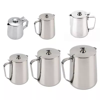 Stainless Steel Coffee Cup Mug Milk Frothing Pitcher Jug W/Lid For Latte Coff UK • £12.25