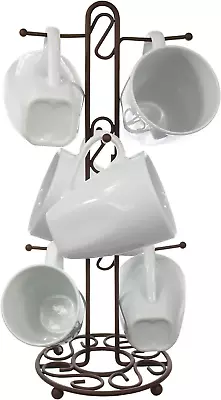 Farmhouse Coffee Mug Rack Coffee Mug Tree For 6 Mugs Coffee Cup Holders For Co • $17.50