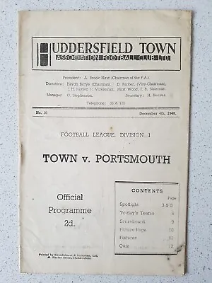 £1.20 • Buy Huddersfield Town V Portsmouth Div 1 1948/49 Official Programme 1p Start