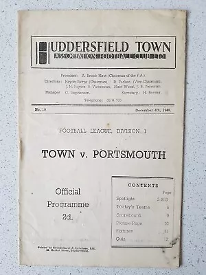 £1.20 • Buy Huddersfield Town V Portsmouth Div 1 1948/49 Official Programme 1p Start