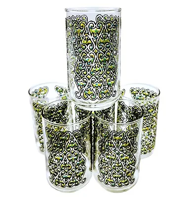 Vintage Mid Century Modern Stained Glass Tumblers Drinking Glasses Set Of 6  • $44.84