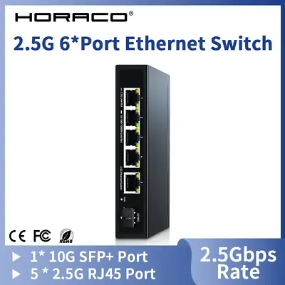 HORACO 2.5G Ethernet Switch 5 Port 2500Mbps Network Switcher 10G SFP Uplink • $79.90