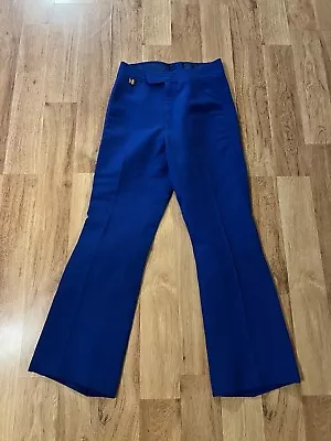 Robbe Vintage 70s Skiwear Blue Wool Blend Flare/ Boot Cut High Rise Pants Sz 27 • $25.99