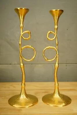 L'Objet EVOCA Bamboo Trumpet Candlesticks Elad Yifrach 24KT Gold Plated Brass • $449.99