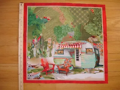 The Great Outdoors Trailer/Camper Retro Cotton Quilt Fabric Block (Large) • $3.50