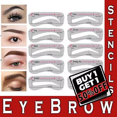 £2.49 • Buy 10pcs Eyebrow Stencils Shaper Perfect Brow Definer Grooming Kit Make Up Template