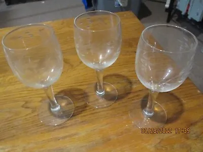 Vintage Princess House Crystal Etched Set Of 3 Wine Glasses Heritage • $17.99