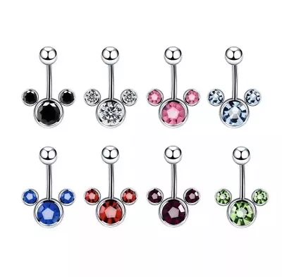 Mickey Mouse Stainless Surgical Steel Sparkling Crystal Rhinestone Belly Bars • £4.99