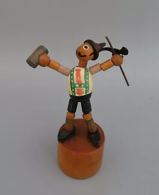 Small Thumb Push Button Collapsible Puppet Drinking Man In Traditional Costume • £18.99